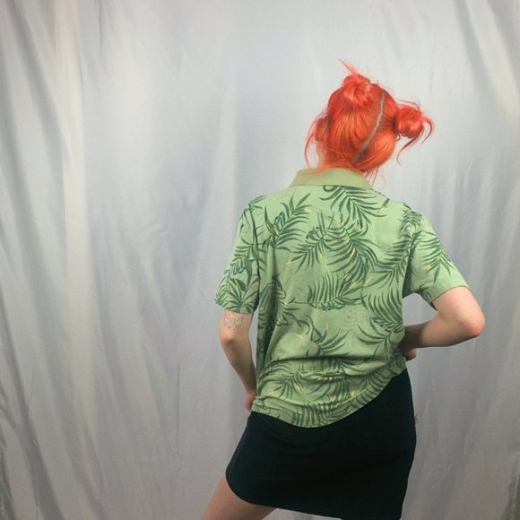 TEHĀMA Green Leaf Print Polo  Shirt - Picture 3 of 8